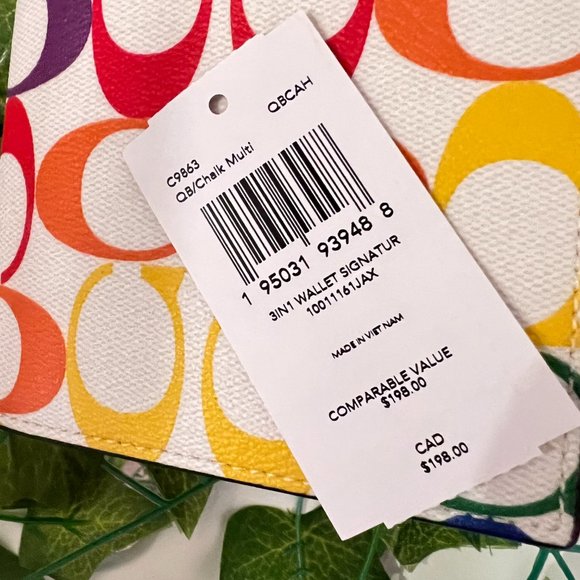 coach 3 In 1 Wallet In Rainbow Signature Canvas C9863 - Picture 6 of 6